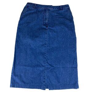 Mountain Lake Denim Pencil Skirt Women's 10P Petite Navy Pockets Back Slit